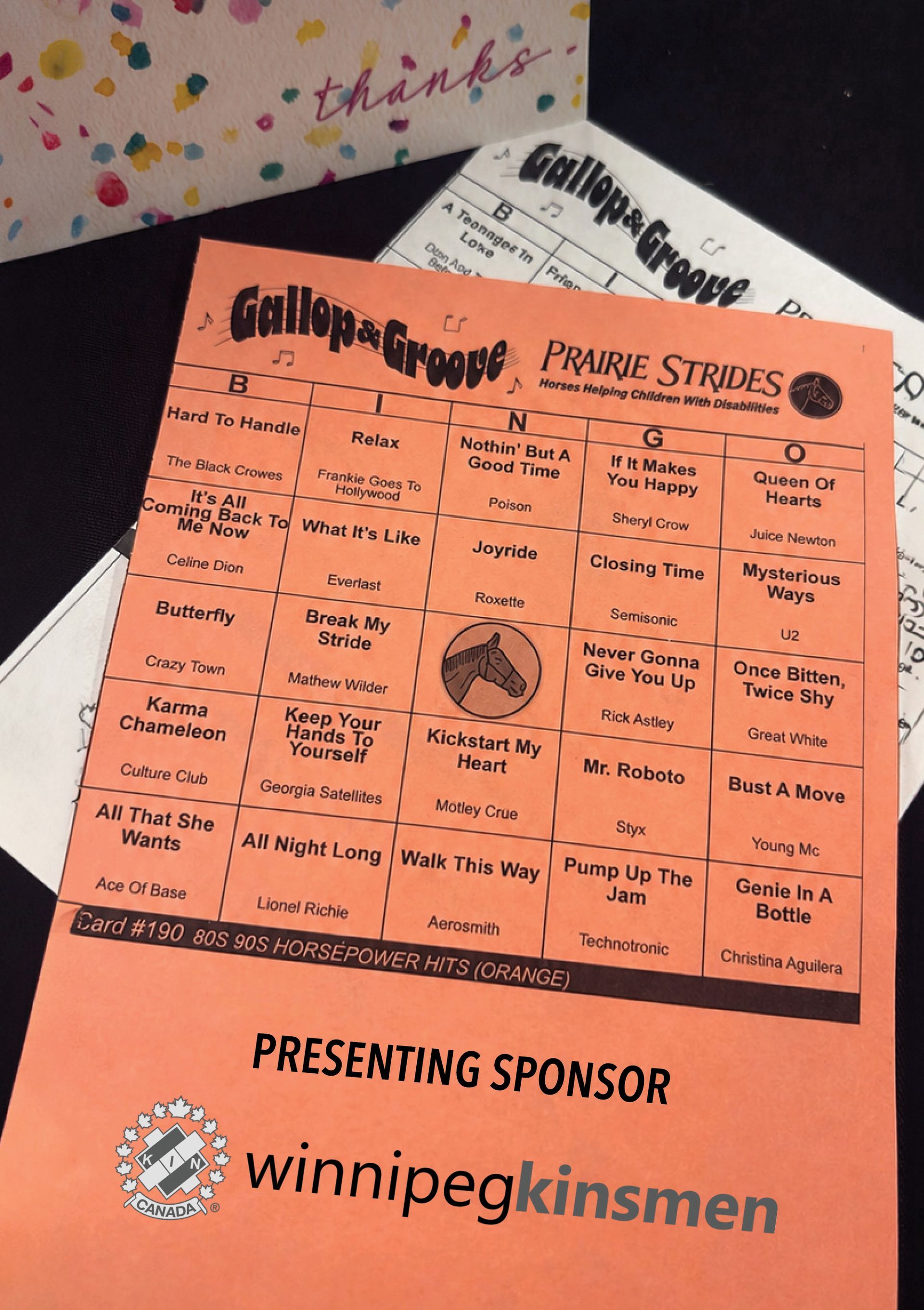 Music bingo cards with sponsor logo