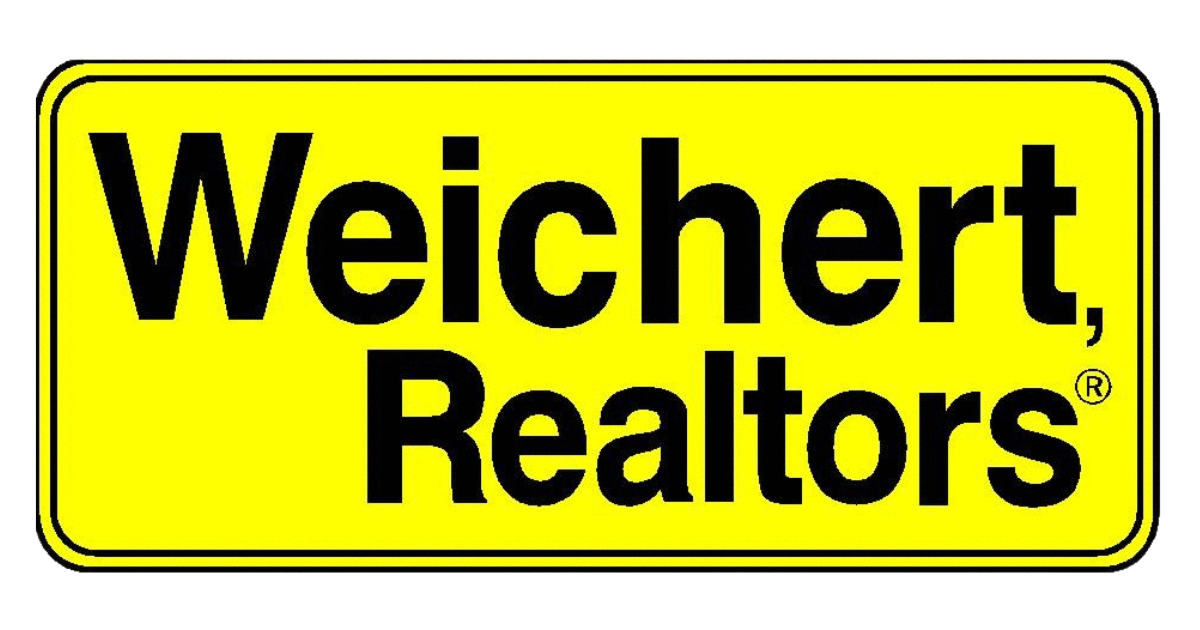 Weichert, Realtors logo in black text on a yellow rectangular sign with rounded corners.