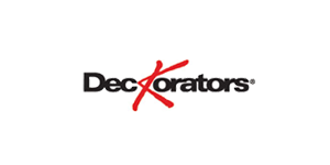 Decorators logo with black text and a red 