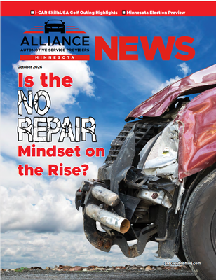 Alliance News cover showing a wrecked car and the headline “Is the NO REPAIR Mindset on the Rise?”