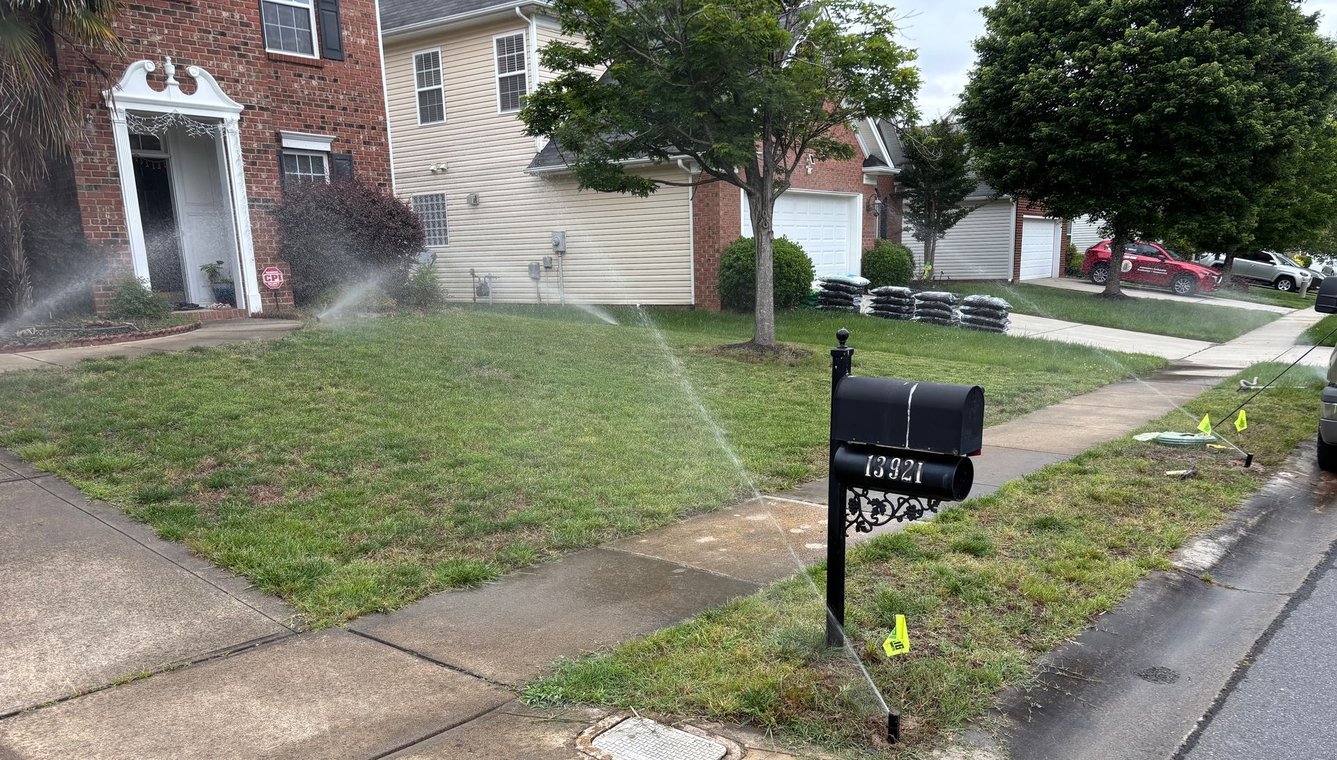 Sprinklers spraying