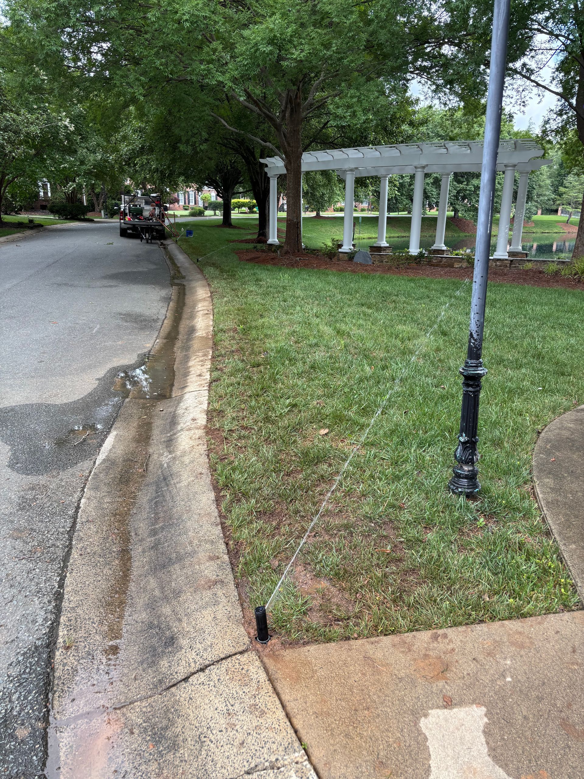 Sprinklers spraying