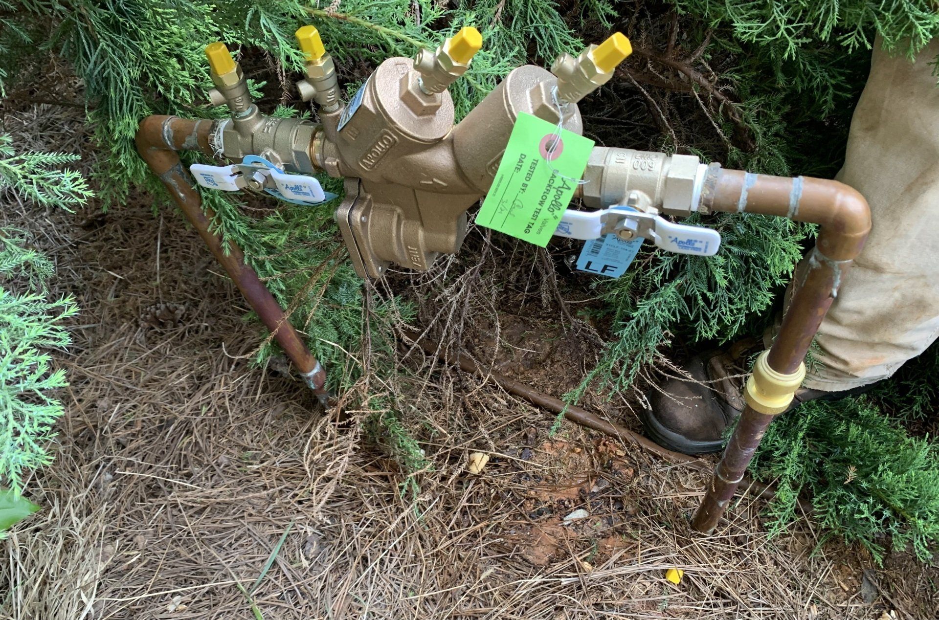 backflow valve installed