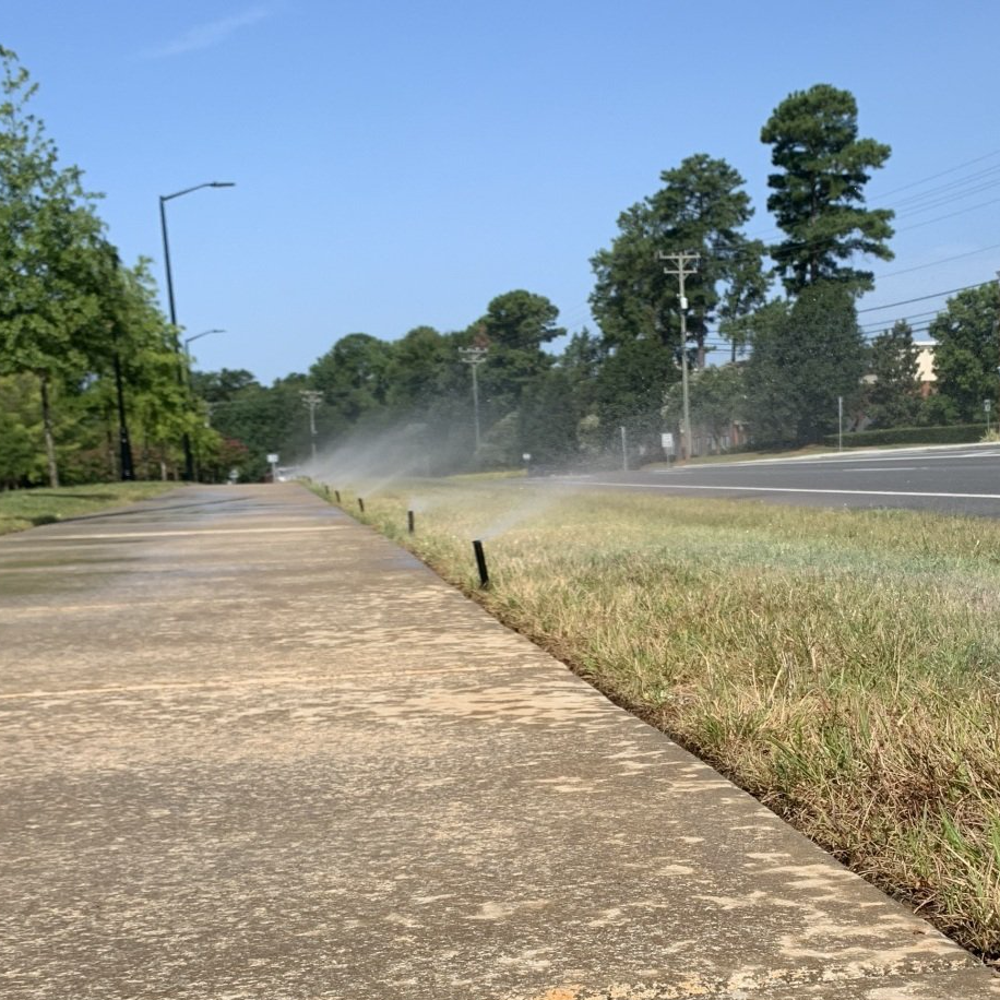 Sprinklers spraying