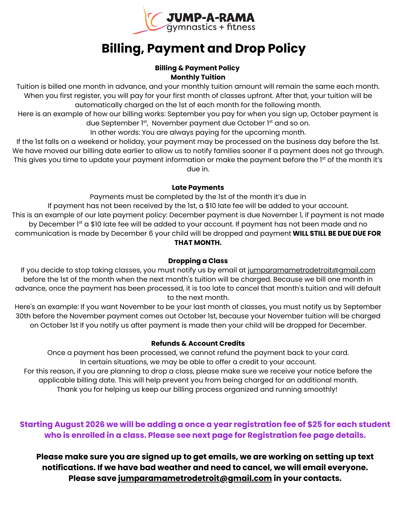 It is a flyer for jump-a-rama gymnastics and fitness.