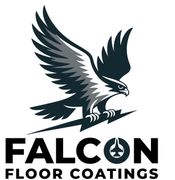 Falcon Floor Coatings logo with black falcon graphic and gray tagline on white background