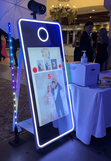 Modern mirror photo booth for a formal event