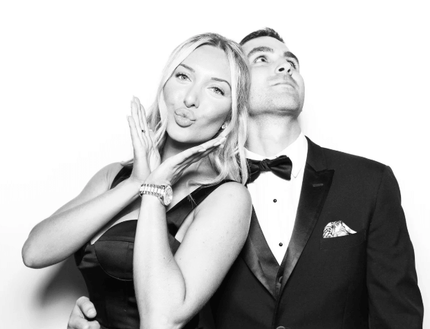 Black and white formal photo booth rental
