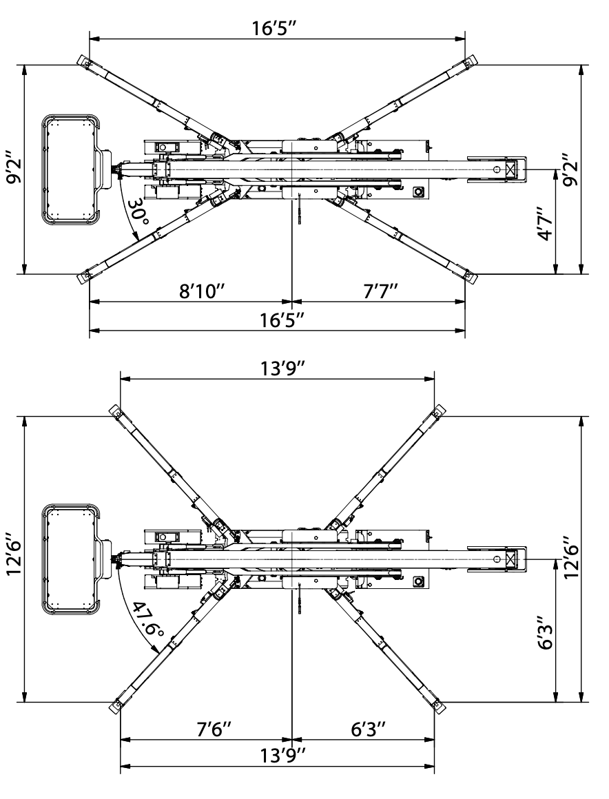 TRACCESS 270-88 Aerial Lift Outrigger Footprint