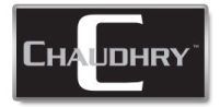 a black and white logo for chaudhry on a white background .