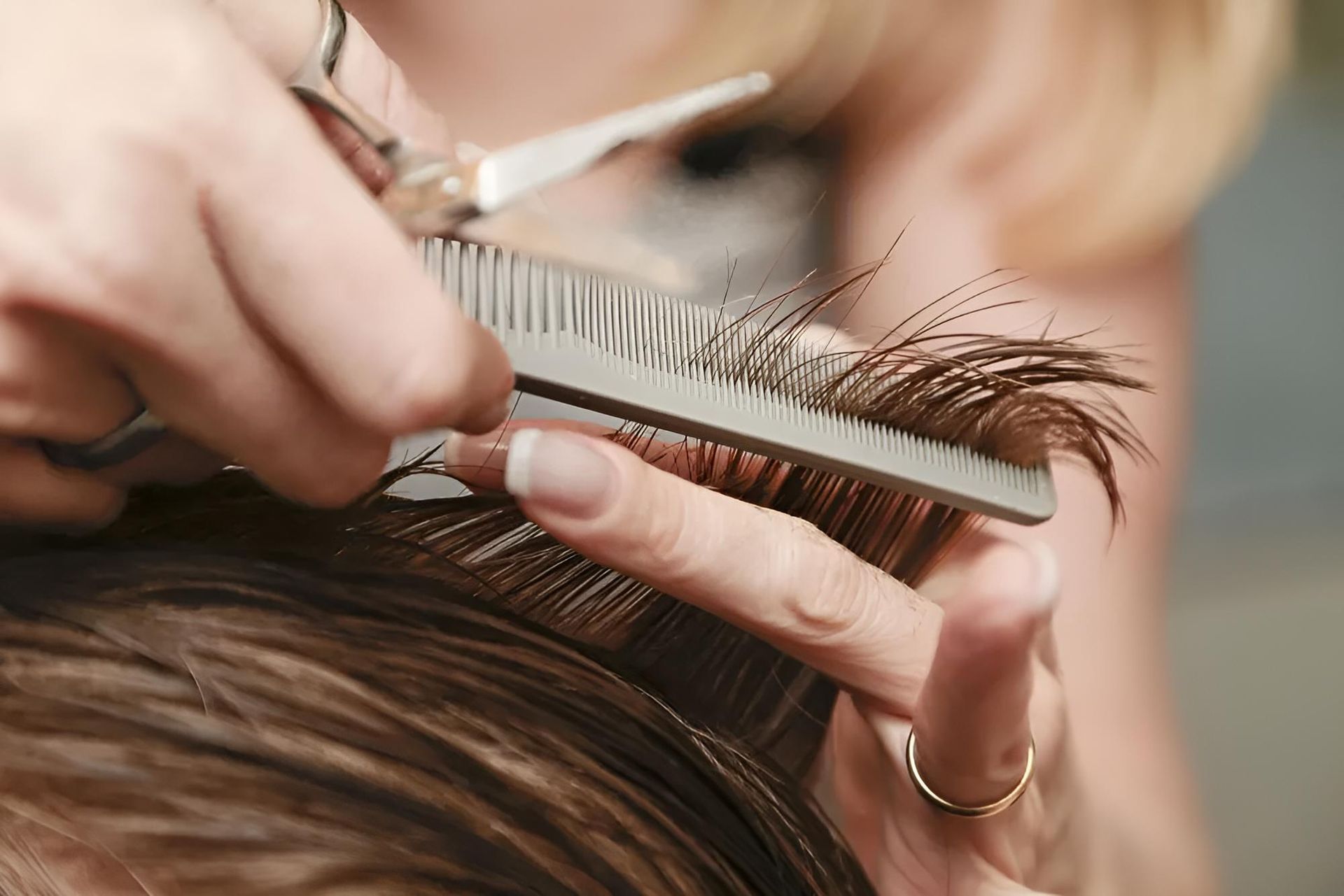 A Woman is Getting Her Hair Cut — Southside Hair & Beauty Design In South Tamworth, NSW