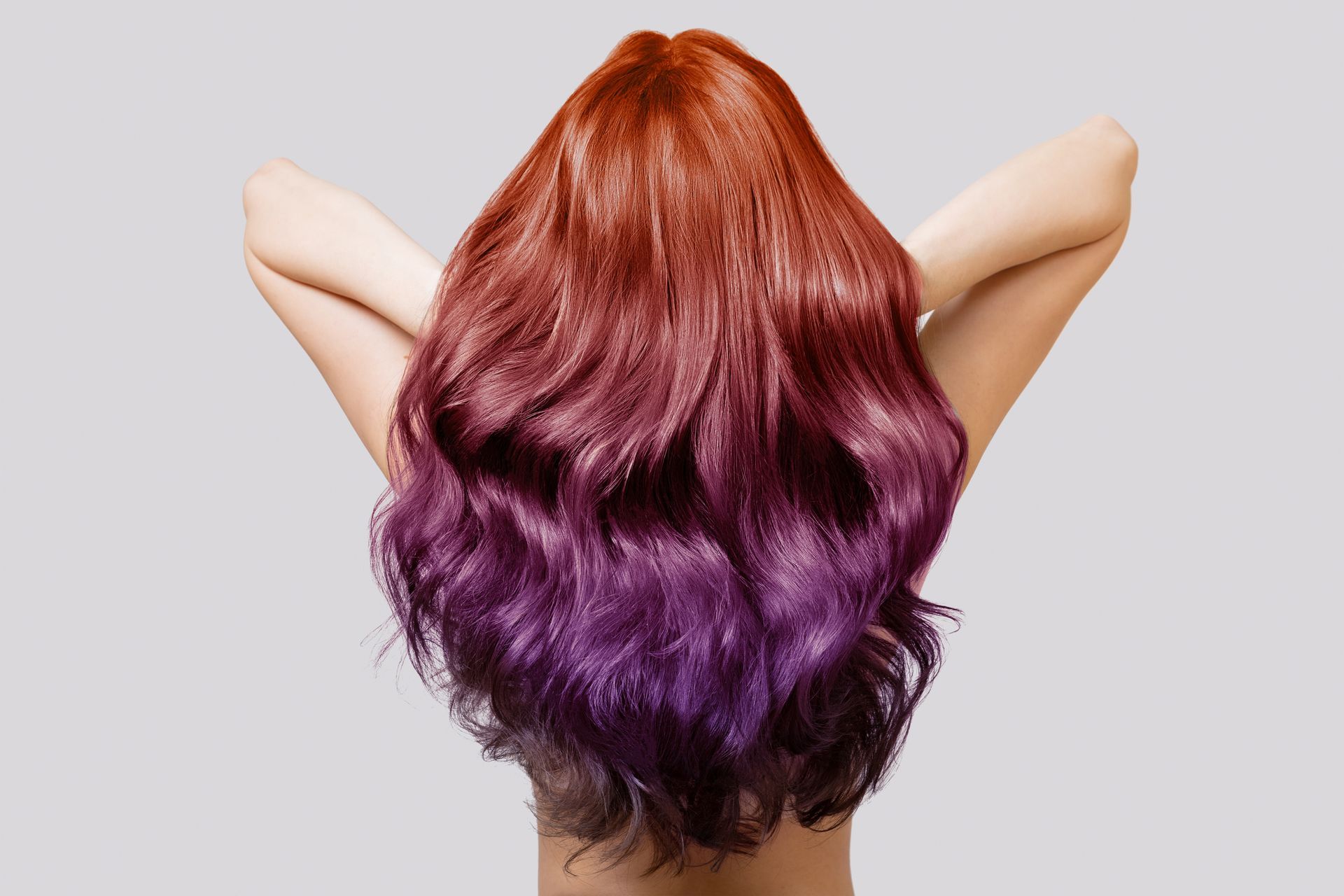 Woman with red to purple balayage hair — Southside Hair & Beauty Design In South Tamworth, NSW