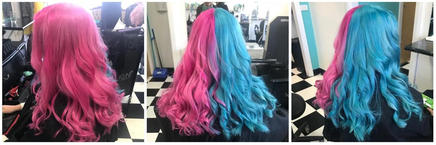 A Woman With Pink and Blue Hair — Southside Hair & Beauty Design In South Tamworth, NSW