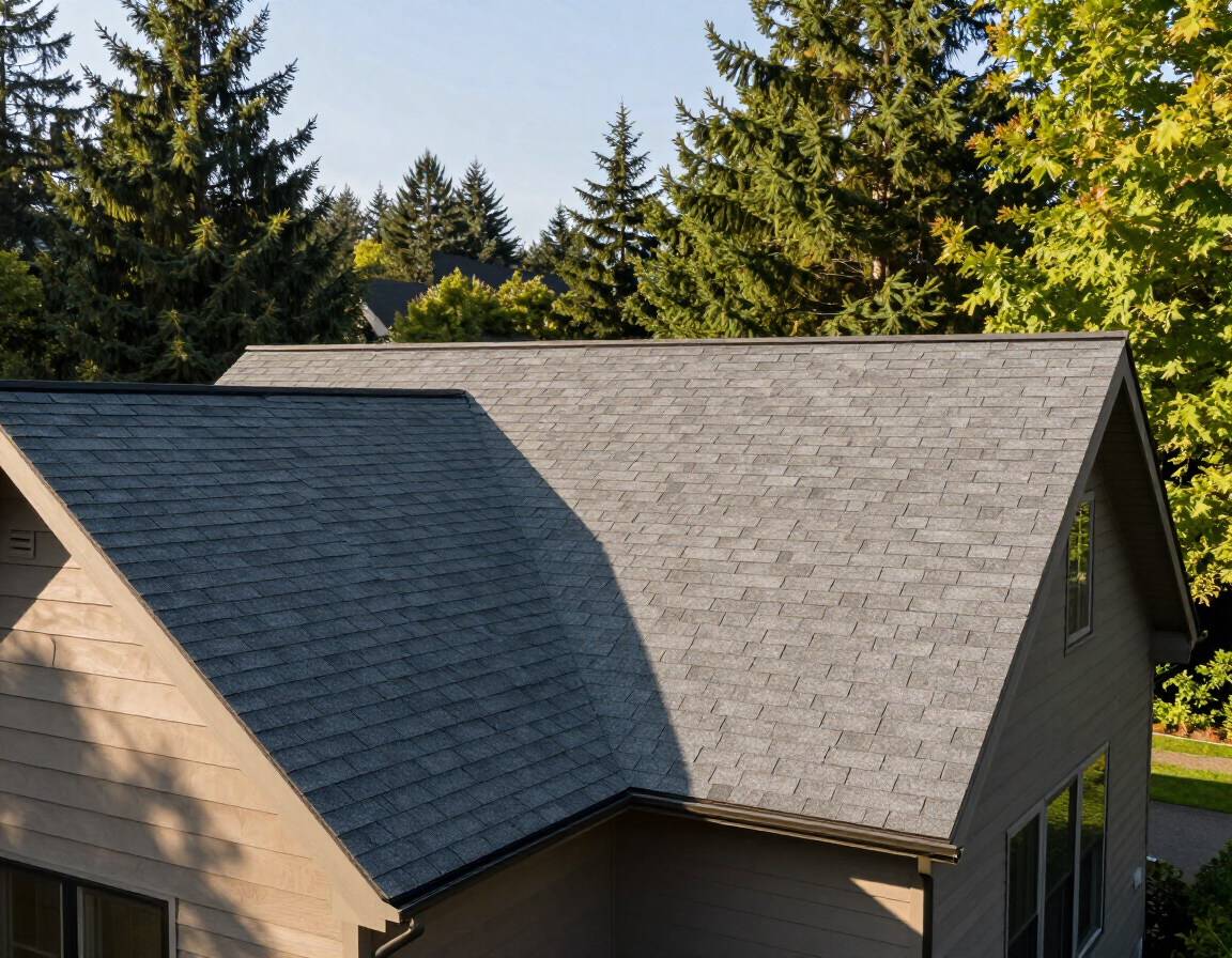 Completed residential roof in Salem, Oregon neighborhood