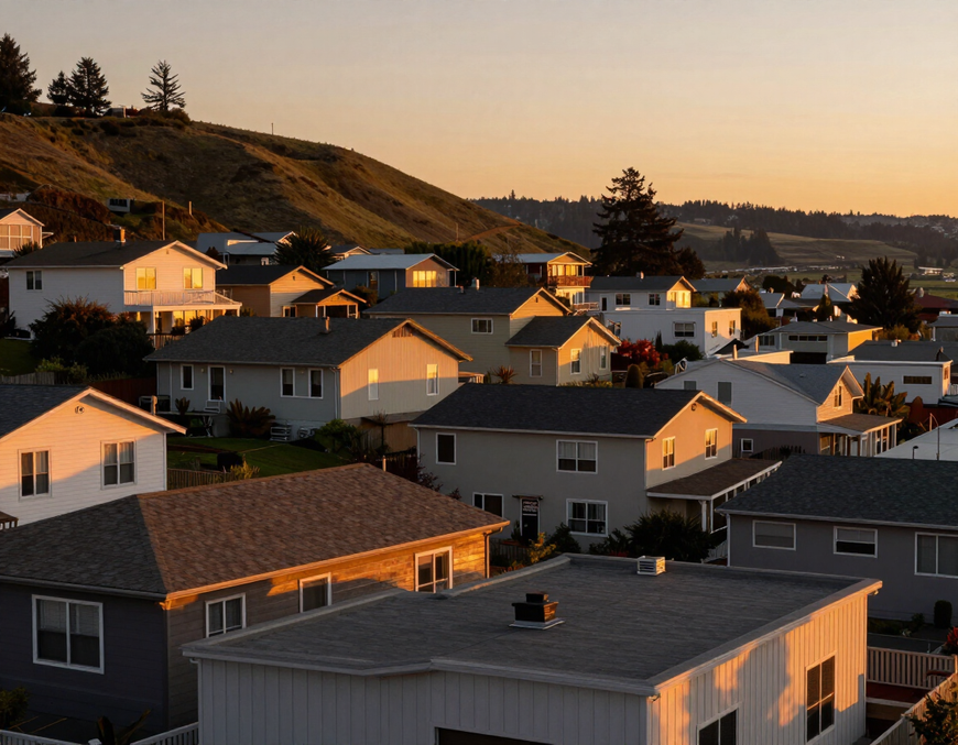 Salem Oregon rooftops at golden hour