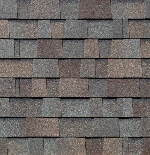 Dimensional asphalt shingles with rain droplets