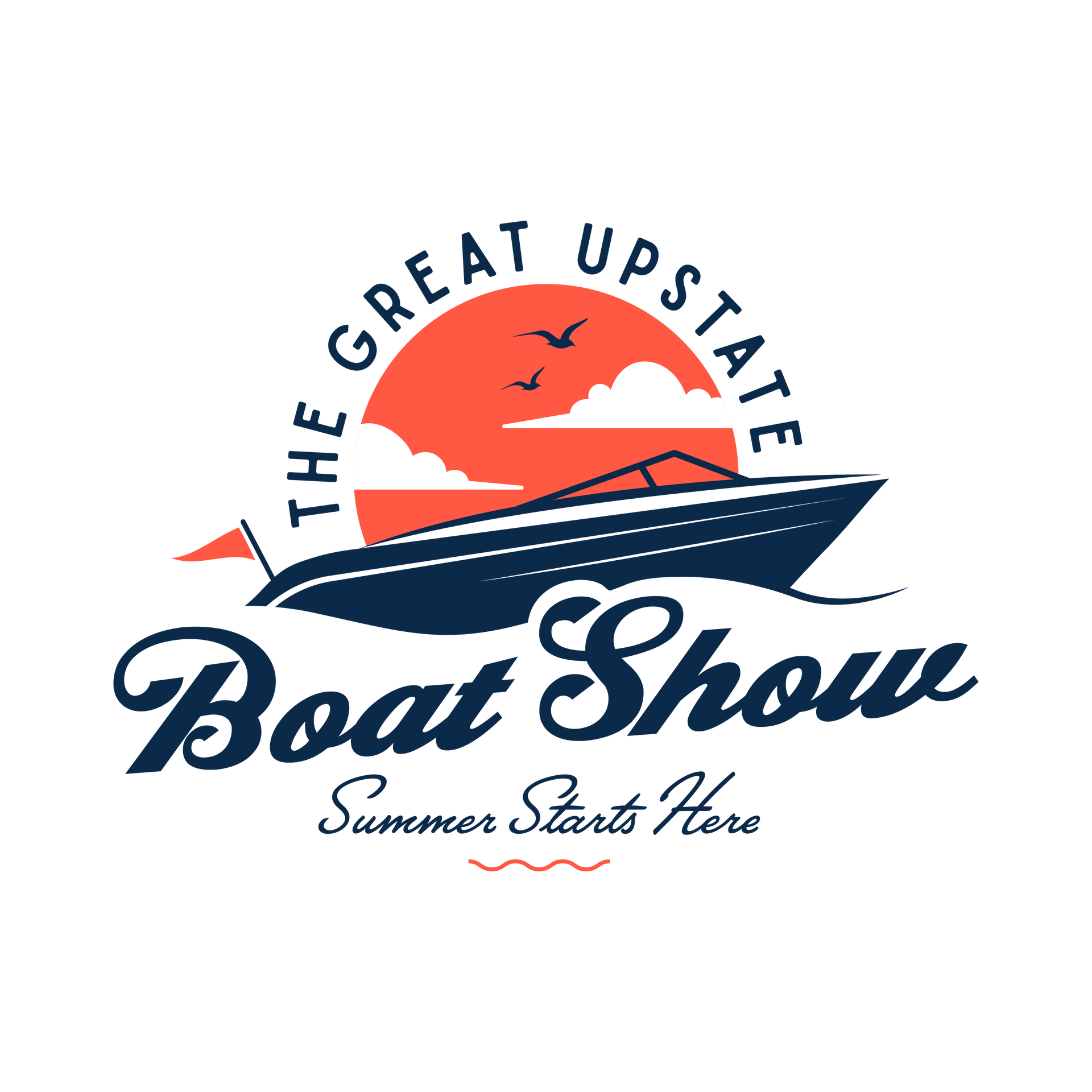 a logo for the great upstate boat show