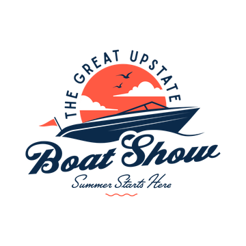 The logo for the great upstate boat show summer starts here.