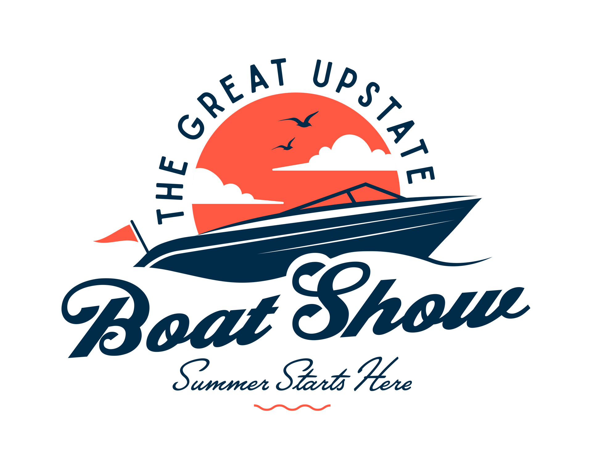the logo for the great upstate boat show 15th annual