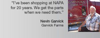 Man by red truck, Nevin Garvick of Garvick Farms. Quote: 
