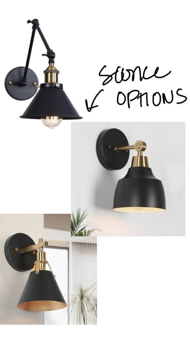 A picture of a wall light with three different options.