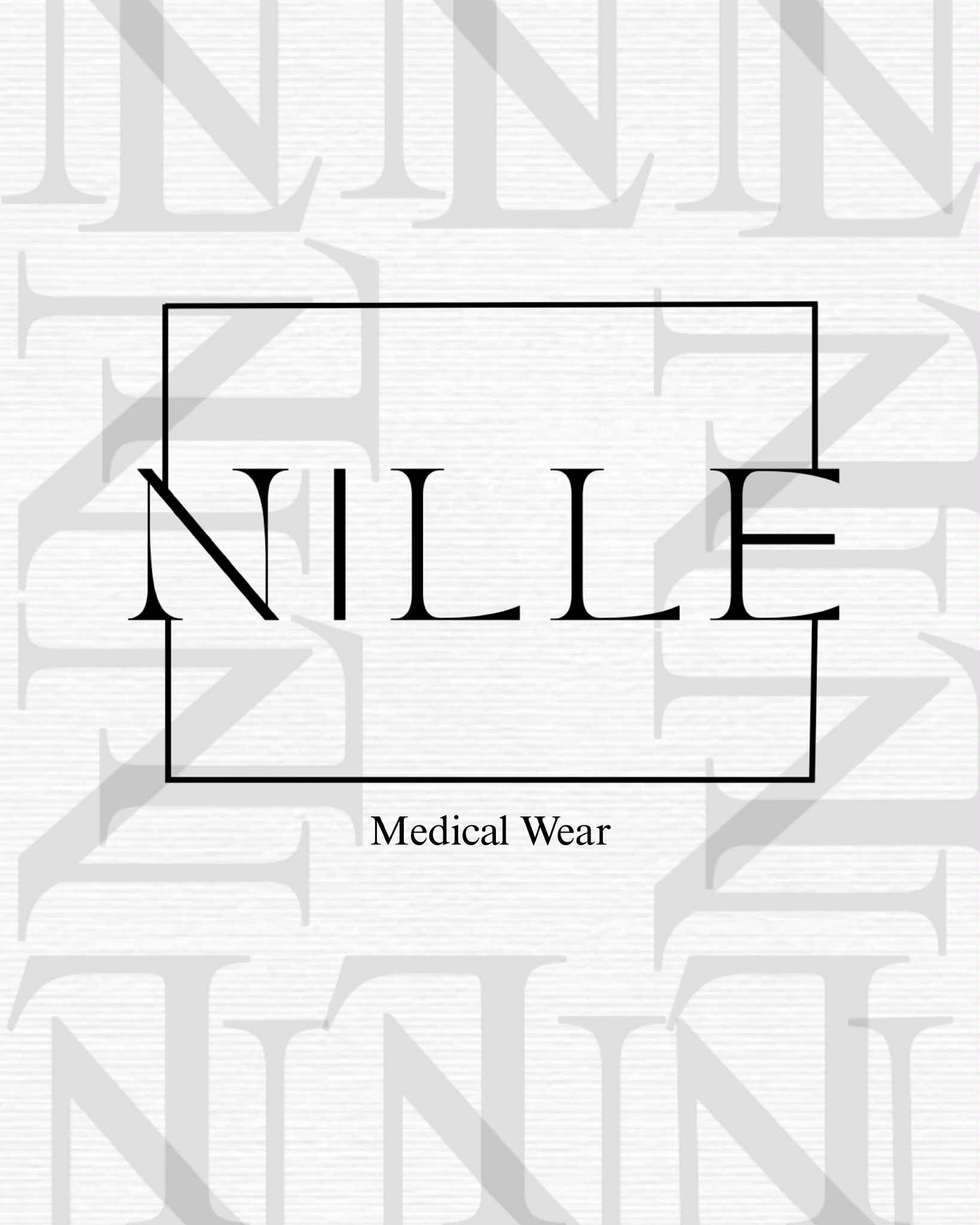 Stylized black “NILLE” logo on a white patterned background with a thin square frame and small text below