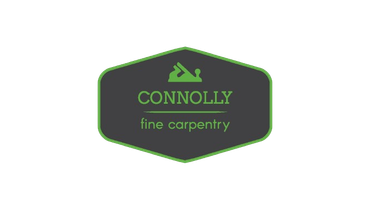 a logo for connolly fine carpentry with a plane on it .