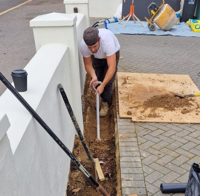 Digging trench for installing the supports for the electric gate