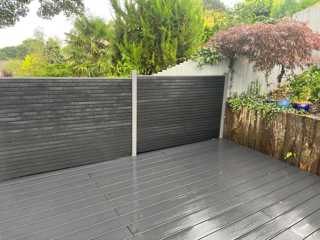 Composite Gates UK composite fencing with charcoal fence screen