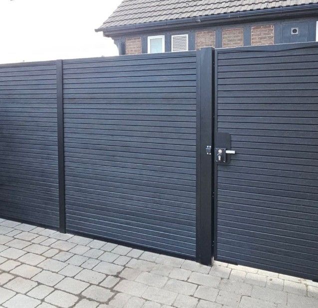 Composite Gates UK anthracite grey composite fencing with matching composite gate Peterborough