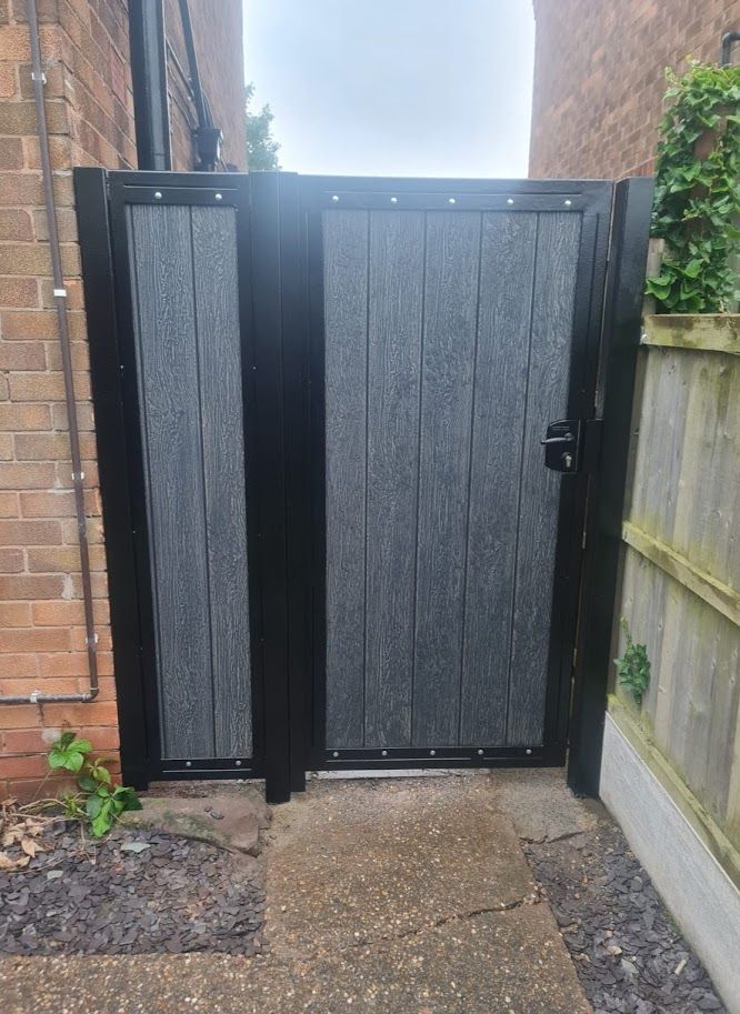 Composite Gates UK pedestrian composite gate with additional composite fence panelling 