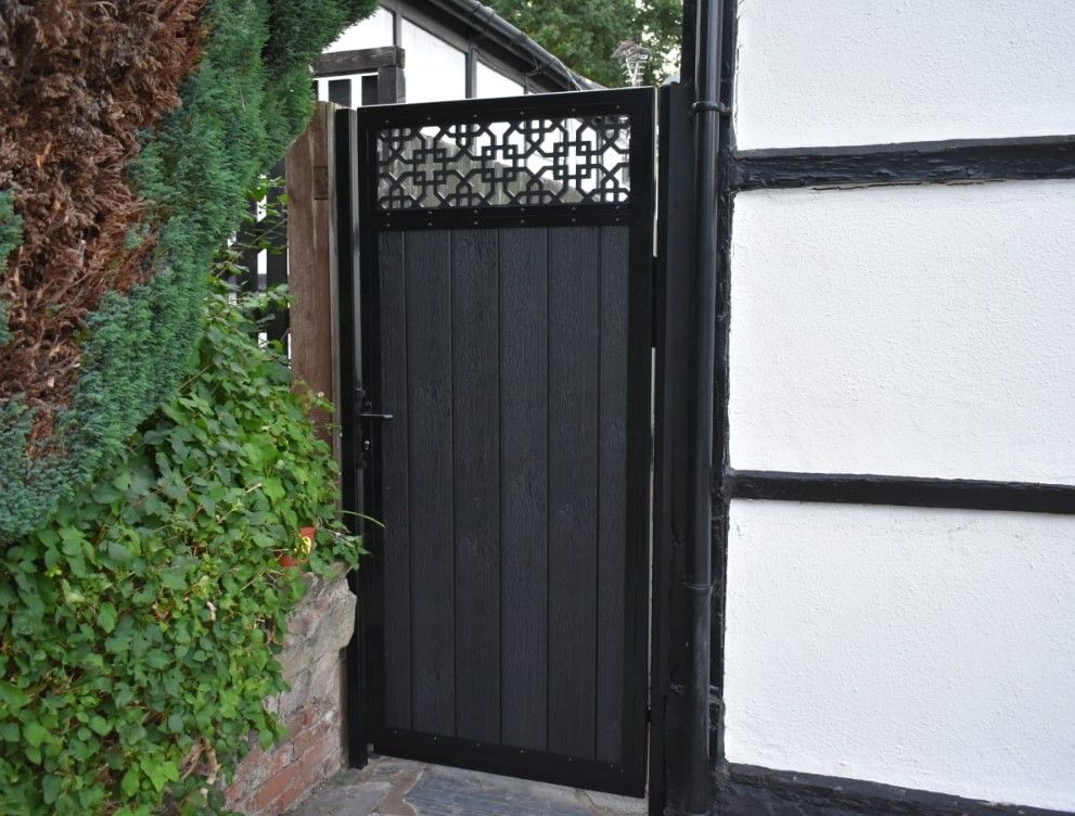 grey composite side gates with screen