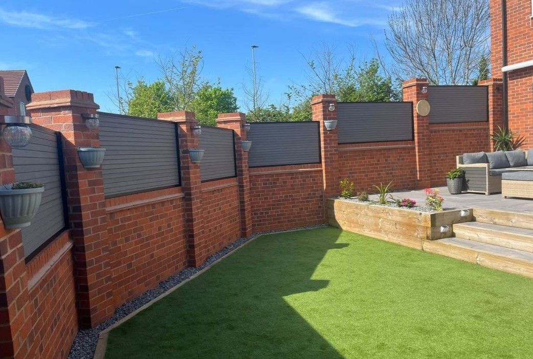 grey wall mounted composite fencing