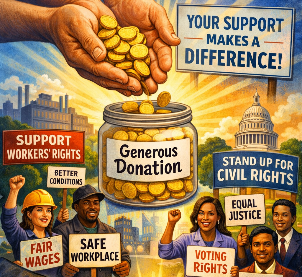 Hands drop coins into a