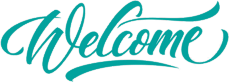 Welcome word in brush style lettering