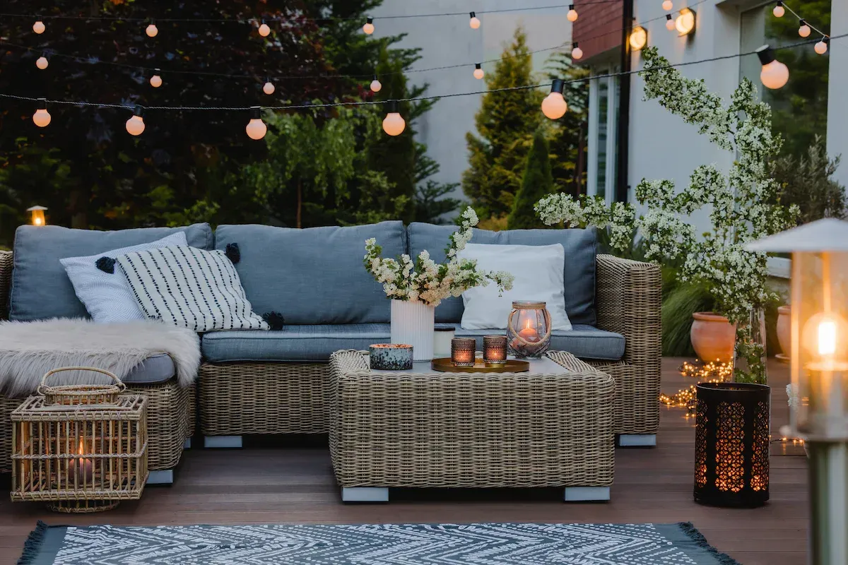 Luxury outdoor patio setup for summer entertaining and relaxation