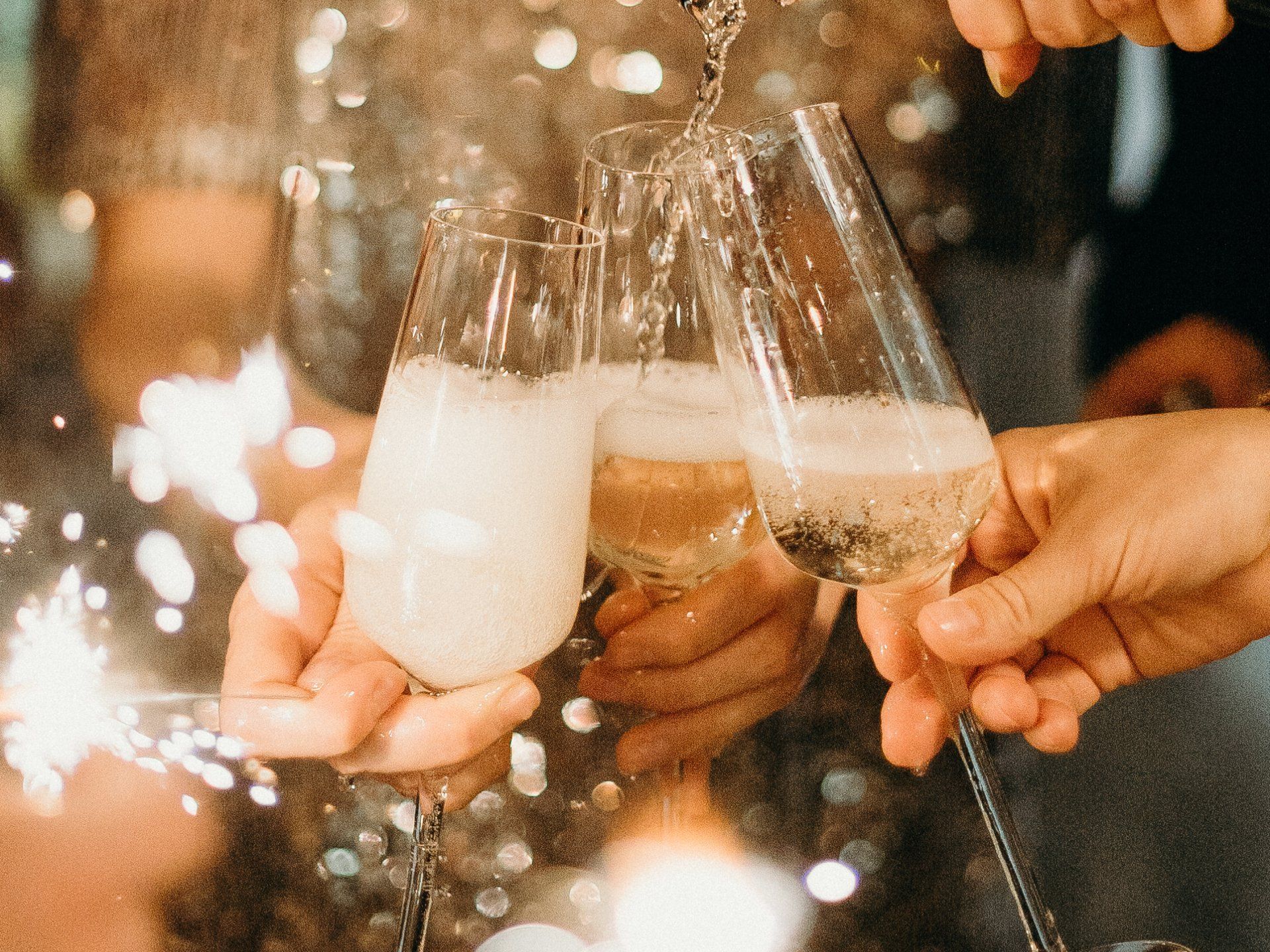 Champagne toast celebrating new beginnings and a fresh start at home
