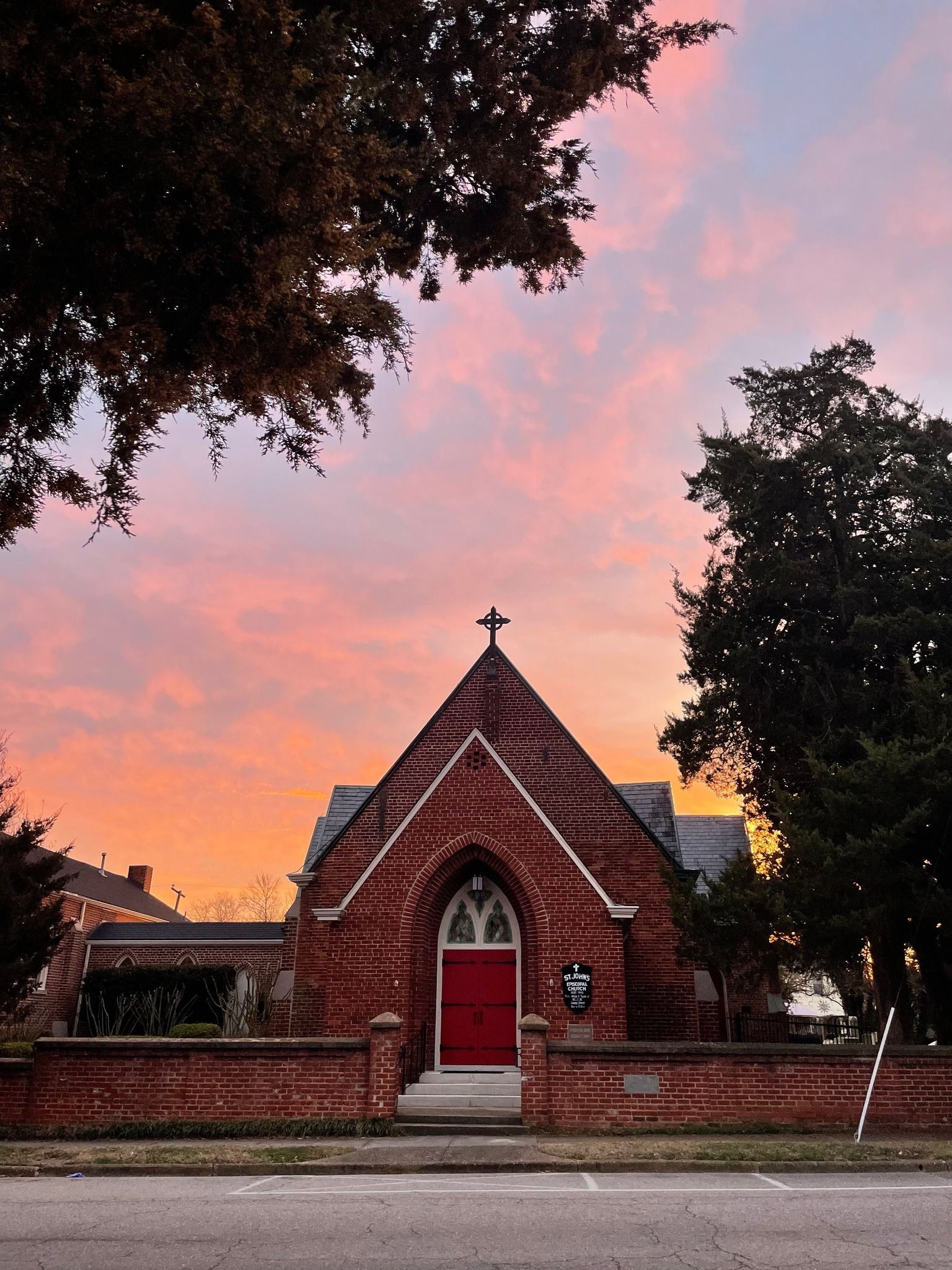 st. john's exterior at sunset