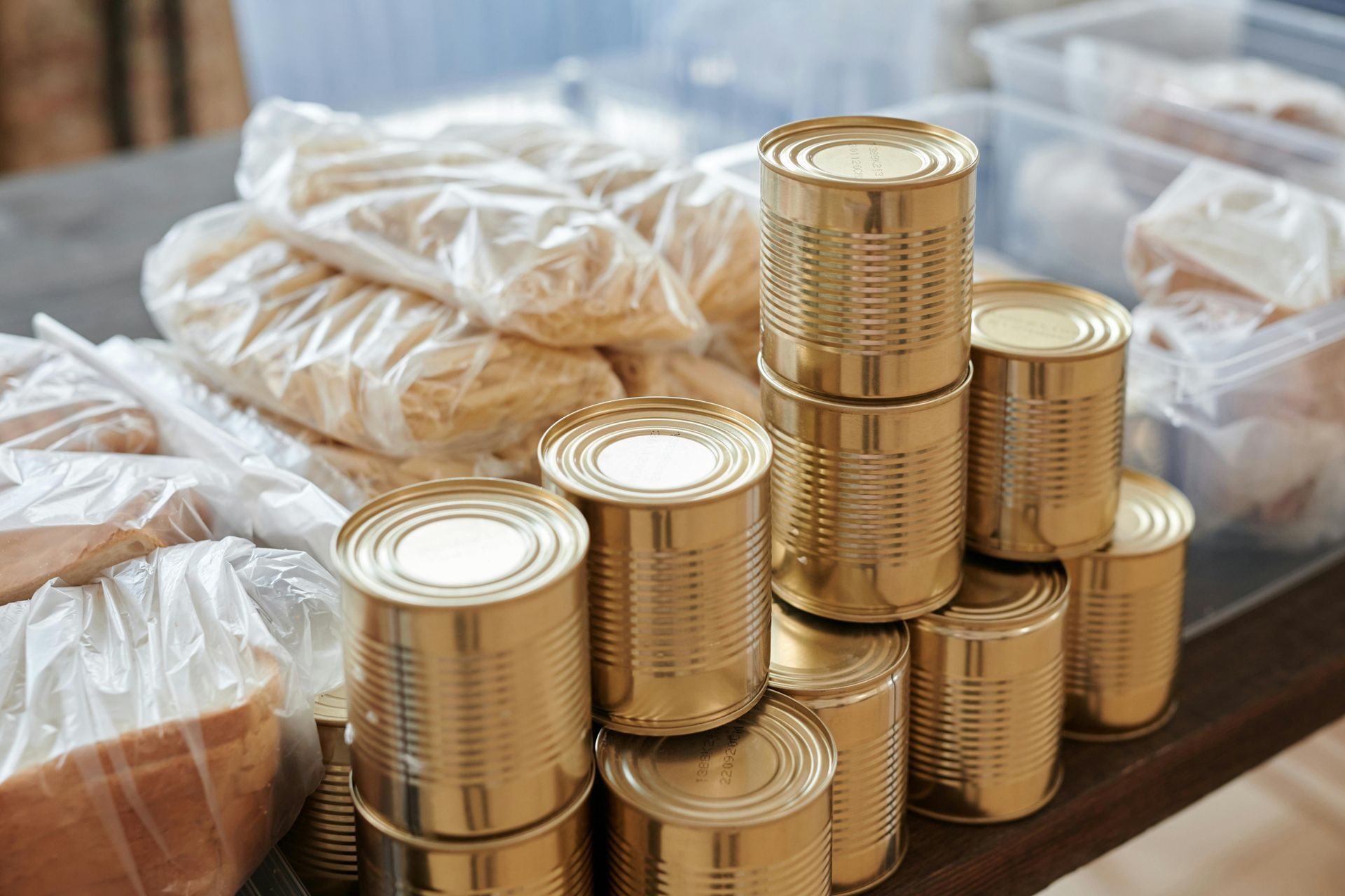 canned goods and packaged foods