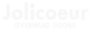 Faint white “Jolicœur Overhead Doors” logo on a light background