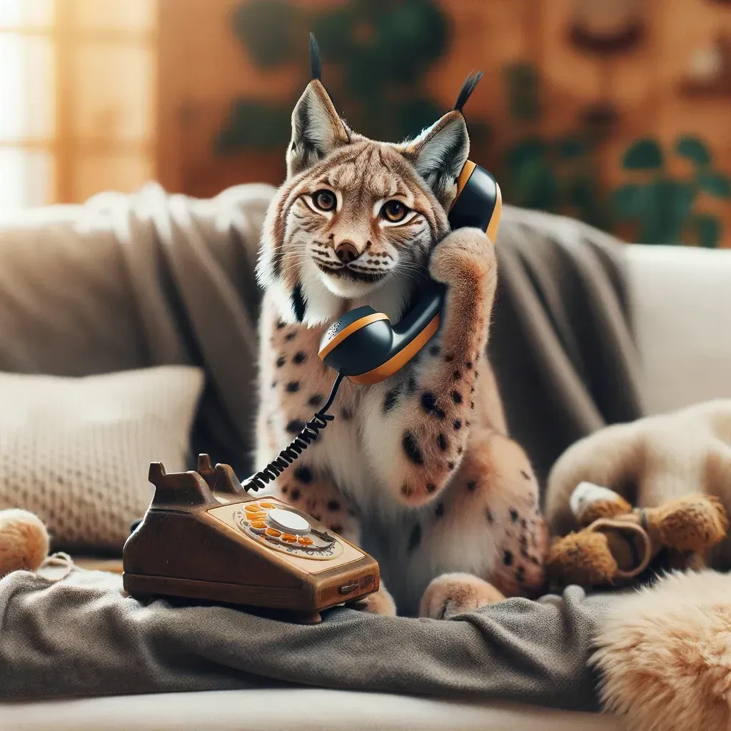 Cablelynx Digital Phone A cat is sitting on a couch talking on a phone