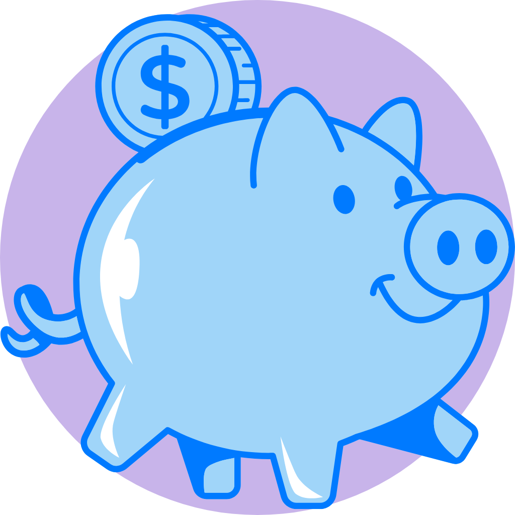 Streaming at Cablelynx is cost effective! A blue piggy bank with a dollar coin in it