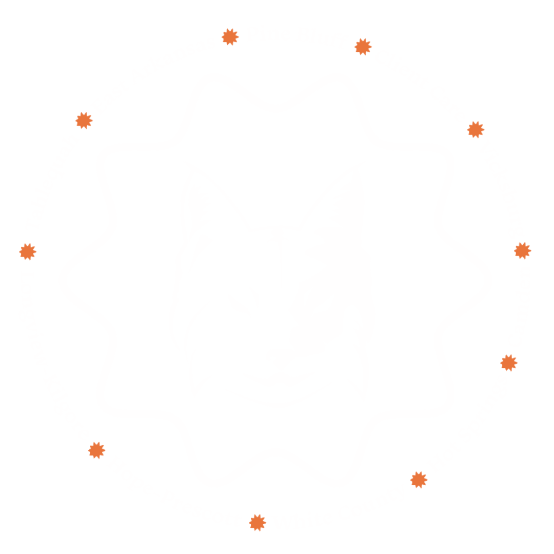 Orange dots arranged in a loose circle on a white background