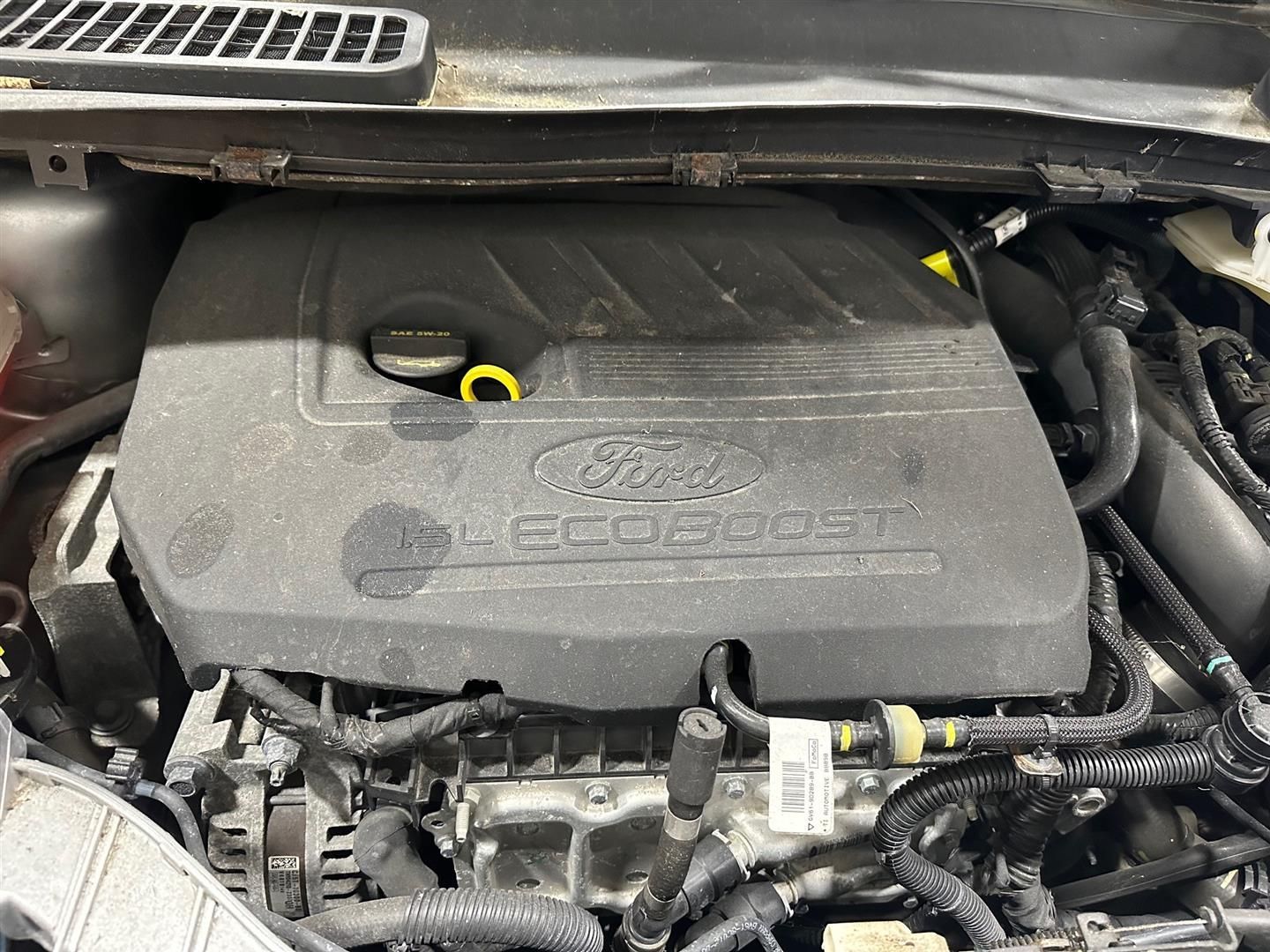 A close up of the engine of a ford ecoboost car. | Lou's Car Care Center, Inc.