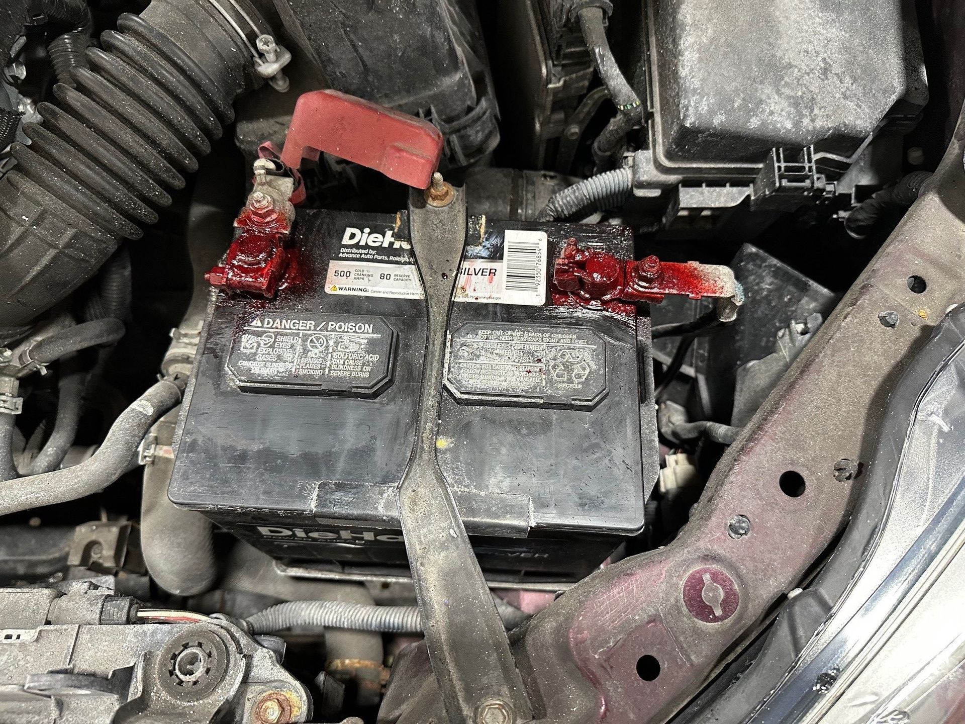 Red Battery Terminal Protector on battery Terminals | Lou's Car Care Center, Inc.