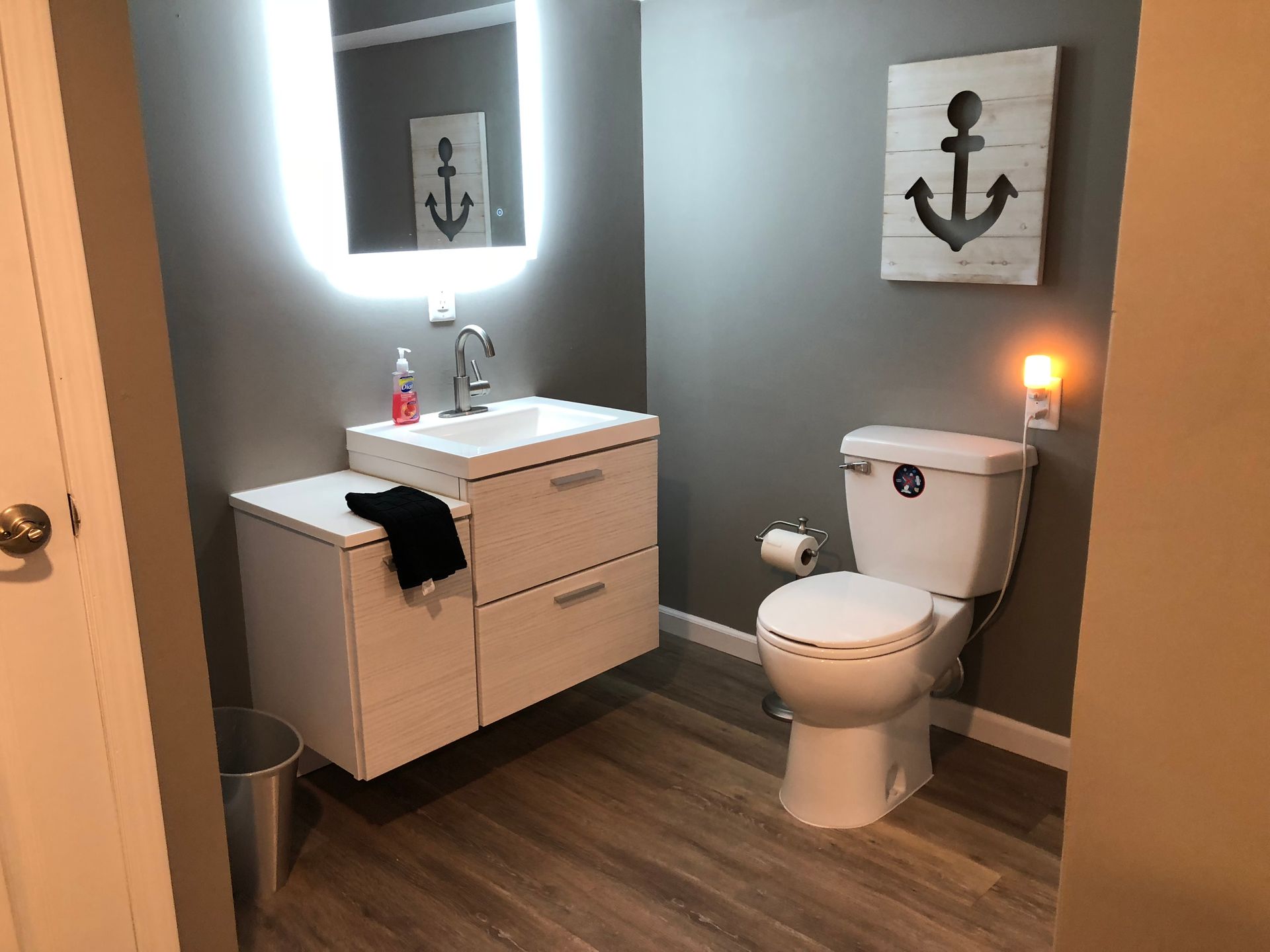 Modern white bathroom with a glass shower