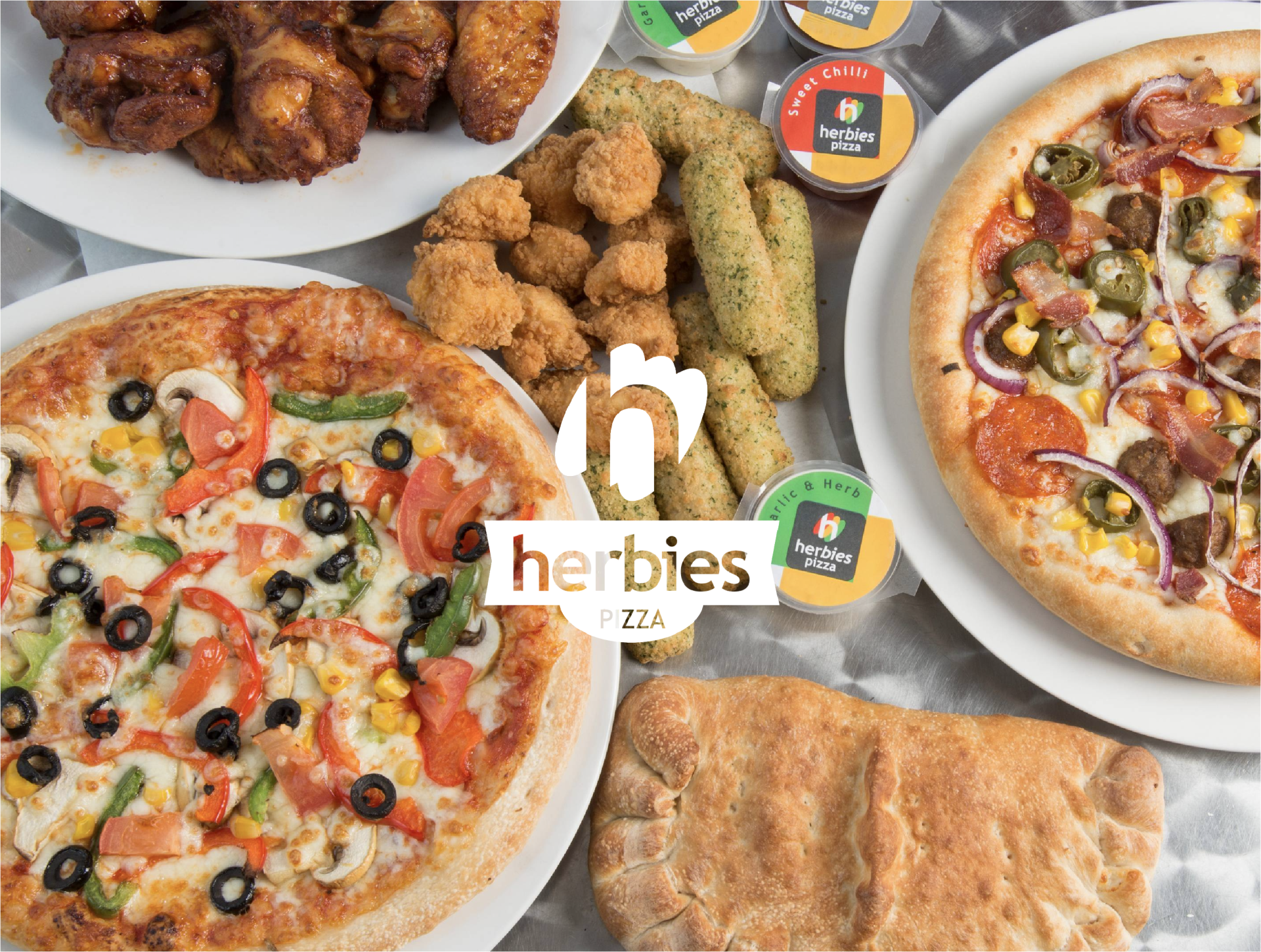 Herbies Pizza restaurant franchise branding image
