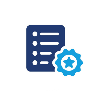 Checklist with a blue star badge, indicating approved or high-quality content.