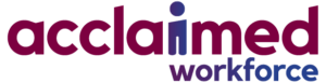 Acclaimed Workforce logo with a stick figure integrated into the word