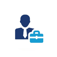 Blue silhouette of a person with a briefcase.
